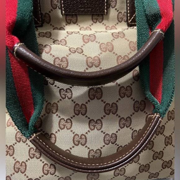 💯 Authentic GUCCI Web Zip Tote GG Canvas - Picture 9 of 16